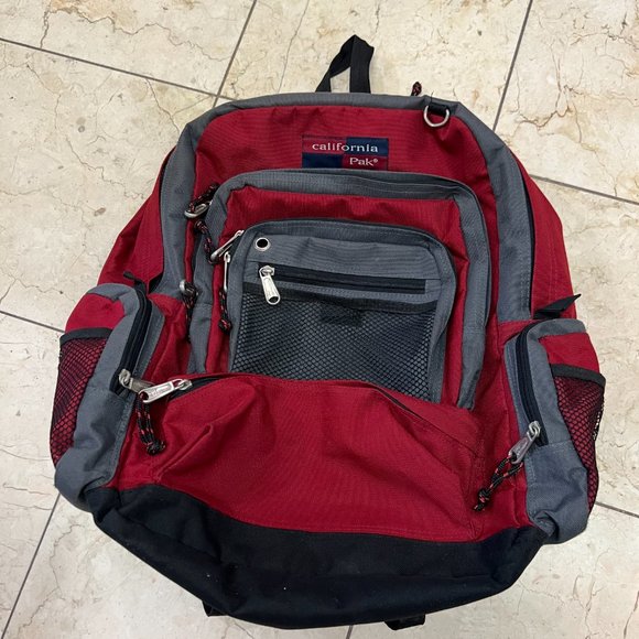 California Pak Carry On Multi Compartments Red /Black Backpack. - Picture 11 of 12